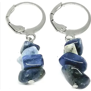 Náušnice Sodalitové naušnice ze sekaných minerálů s chir. ocelí