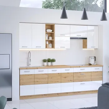 Kuchyňská linka Kuchyňská linka Artisan 260cm Bílá Lesk bez pracovní desky