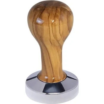 Buna café tamper, oliva, lak, 56 mm, nerez lesk, plochý