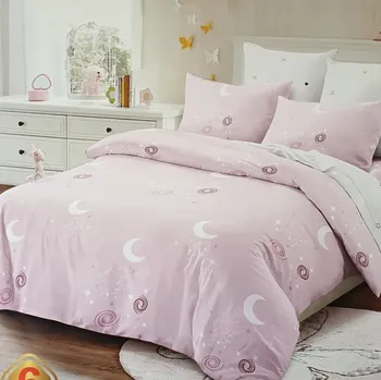 Povlečení Numberoplus Povlečení bavlněné na dvě lůžka Měsíc - Růžová