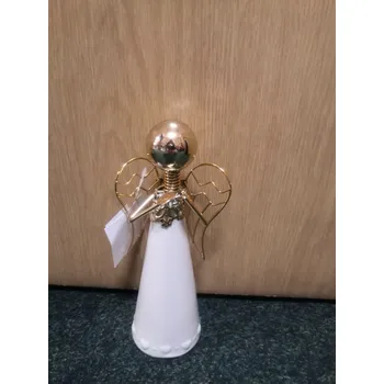 Vánoce Anděl 19,5 cm bílo - zlatý