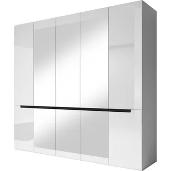 Šatní skříň Skříň Hektor 225cm Bílá/Bílá Lesk