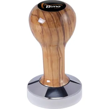 Buna café tamper, oliva, lak, TP, 58.55 mm, nerez lesk, plochý