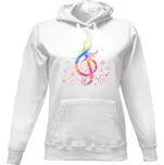 Dámská mikina s kapucí s potiskem Houslový klíč barevný dámské
