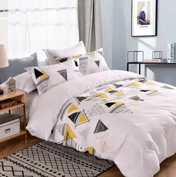 Povlečení Numberoplus Bavlněné povlečení bílý s trojúhelníkama