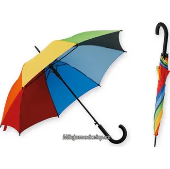 Duhový polyesterový deštník s automatickým otvíráním a plastovou rukojetí
