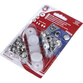 Knoflíky stiskací s kroužkem Ø15 mm na silné látky, barevný lak, barva 11 1956 šedá holubí