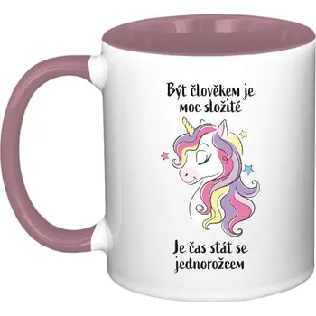 Hrnek malý barevný s potiskem Čas stát se jednorožcem