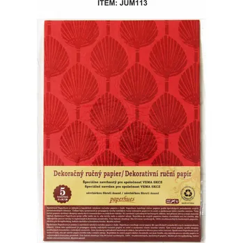 Kancelářský papír VEMA Dekorativní ruční papír A4 balení 5ks červený s motivy