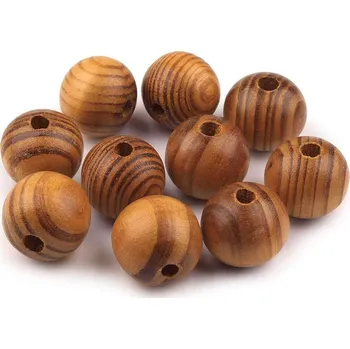 Korálek Dřevěné korálky Strip Ø20 mm, barva 3 borovice střední