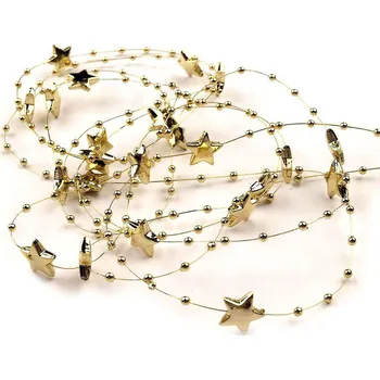 Vánoční dekorace Perličky a hvězdičky na silonu metráž, barva 2 zlatá