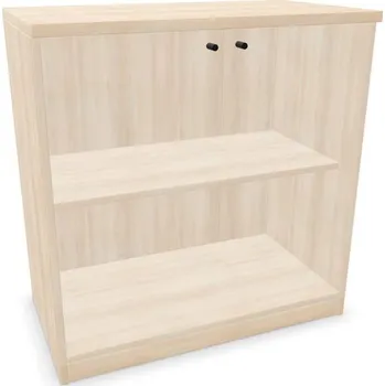 Policová skříň Kancelářská skříň - dveře dvoukřídlé prosklené, v x š x h: 825 x 800 x 445 mm, barva akácie