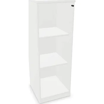 Policová skříň Kancelářská skříň - dveře jednokřídlé prosklené, v x š x h: 825 x 400 x 445 mm, barva bílá