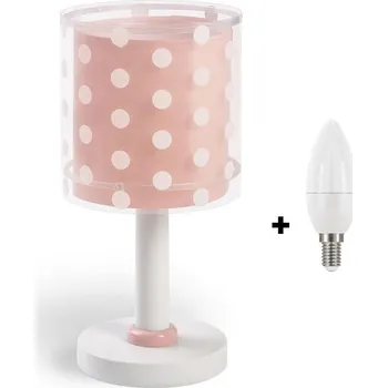 Lampička Dalber 41001S DOTS - Stolní dětská lampička + Dárek LED žárovka (Dětská lampička s puntíky v růžové barvě)