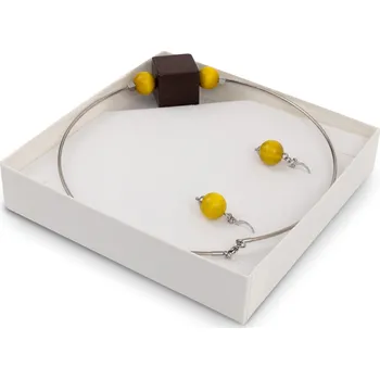 Souprava šperků Souprava hnědá a žlutá – náhrdelník a náušnice