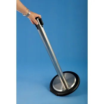 Dopravní značení EXPOINT Zahrazovací sloupek se samonavíjecím pásem 2,7 m NEREZ pojízdná Název: barva pásky: černo-žlutá, délka pásky 1,5 m