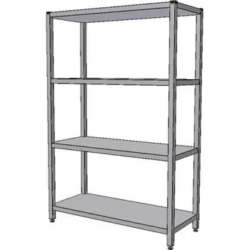 Dílenský regál KK Nerezový regál s plnými policemi (hloubka 400 mm) Délka: 600 mm