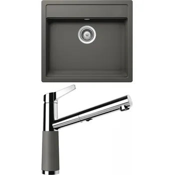 Granitový dřez Set Schock S10-5 (dřez Mono N-100 Silverstone + baterie SC-510.120 Silverstone)