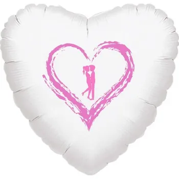 Balónek Srdíčko balónek bílý fóliový se srdíčkem a panáčky balonky.cz t226