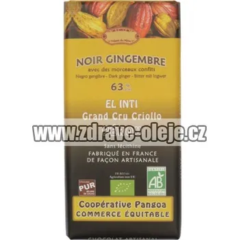 Cukrovinka Hořká čokoláda se zázvorem BIO 63% kakaa 100g Salute Livi