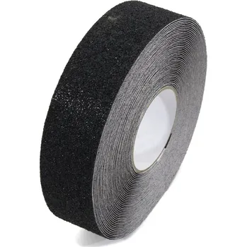 Výstražná páska Černá korundová protiskluzová páska FLOMA Extra Super - 18,3 m x 5 cm a tloušťka 1 mm