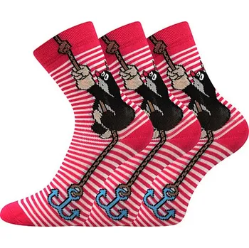 Dětské ponožky 3 kusy v balení Boma Krtek mix kotva růžová Velikost: 25-29