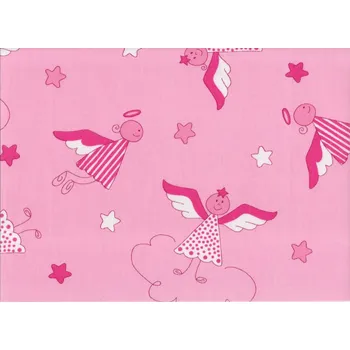JAN peří Kvalitní bavlněná látka - plátno andělíček růžový - Kvalitní bavlněná látka - andělíček růžový 1 m (100x140 cm)