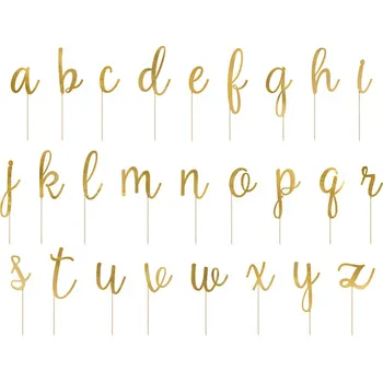 Party dekorace Partydeco Abeceda dortová zapichovátka zlatá 53 ks