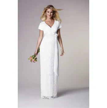 Těhotenské šaty Tiffany Rose Těhotenské svatební šaty dlouhé BRIDGET Barva: Ivory - smetanová, Velikost: 3 EU 40-42, Materiál: krajkové