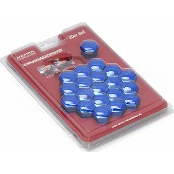 Samolepicí dekorace na vozidlo Sada krytek na kolové šrouby nebo matice Wemar, modrý chrom 20ks, CK1920BCWEM, 19mm