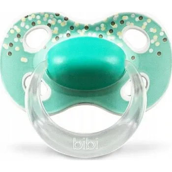 BIBI Silikonový dudlík natural, Tečky, 6 - 16 m, tyrkysový