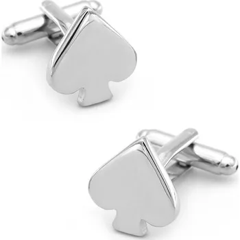 Manžetový knoflíček Manžetové knoflíčky barva karet piky, poker Stříbrná