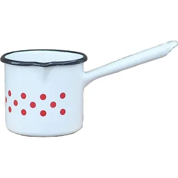 Hrnec Smaltovaný hrnek s rukojetí, objem 0,6 L - tečkovaný