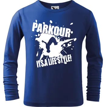 Chlapecké tričko Dětské tričko Parkour je můj život s dlouhým rukávem modré