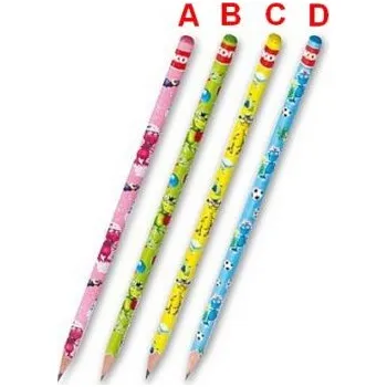 Grafitová tužka KORES Trojhranná obyč. tužka Dráček, 2 = HB, lakovaný konec, cena za 1 ks