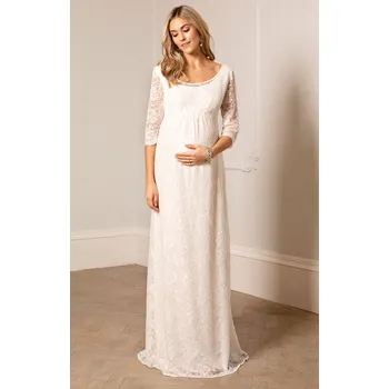 Těhotenská móda Tiffany Rose Těhotenské svatební šaty dlouhé FREYA ivory Barva: Ivory - smetanová, Velikost: 1 EU 36-38, Materiál: krajkové