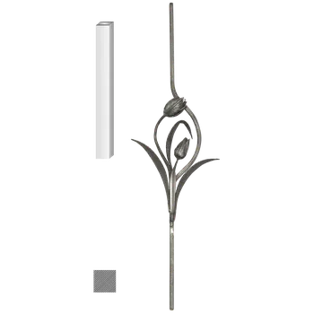 Zábradlí tyč kovaná ozdobná T041 - tyčová výplň s ornamentem 950 x 250 mm, profil 12 x 12 mm, hladký