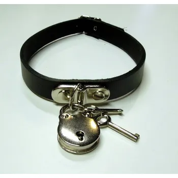 Náramek Kožený obojek/choker visací zámek STX-NB52 Velikost: UNI