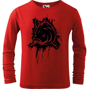 Chlapecké tričko Dětské rybářské tričko s dlouhým rukávem a kaprem červené