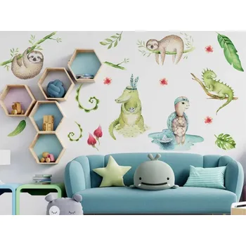 Samolepící dekorace DEKORACJAN Sada nálepek na zeď - lenošení v pralese