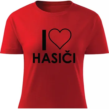 Dámské tričko Dámské tričko I love hasiči Barva: Červená, Velikost: XL