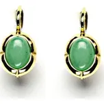 Zlaté náušnice, žluté zlato, přírodní avanturin, NK 1374 (avanturin 8x6 mm)