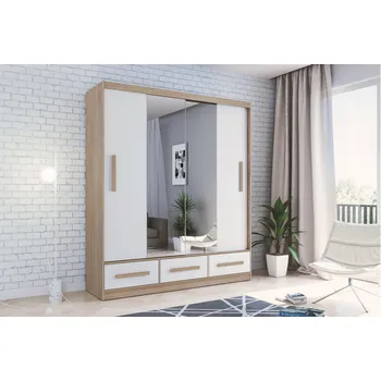 Šatní skříň Šatní skříň Ska C1 Barva korpusu: Dub - sonoma, Rozměry: 203 cm, Dveře: Bílé