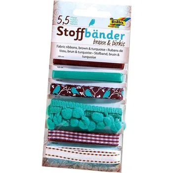 Stuha Folia - Max Bringmann Dekorativní stužky - 6 ks, hnědá a tyrkysová