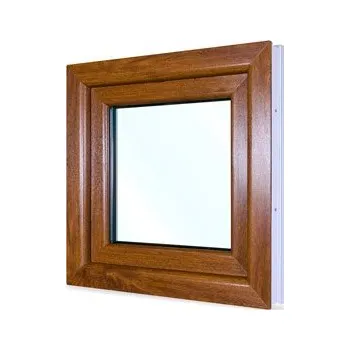 Okno Plastové okno 60x60 cm (600x600 mm) | Bílé zevnitř | Zlatý dub zvenku | Otevíravé i sklopné | Levé | 6 komor | 80 mm