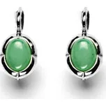 Zlaté náušnice, bílé zlato, přírodní avanturin, NK 1374 (avanturin 8x6 mm)