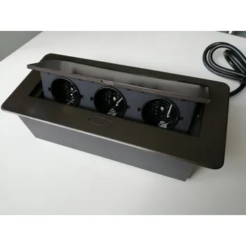 Elektrická zásuvka Výklopná elektrická zásuvka 3x230V vestavná GRAFIT s kabelem 1,5m , oblé hrany ((výklopné zásuvkové moduly))