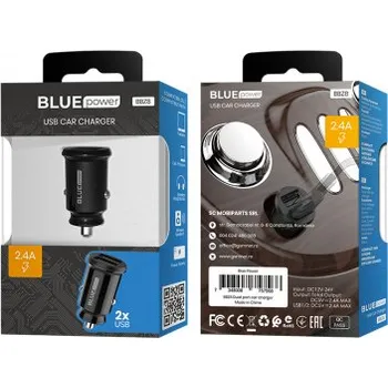 BLUE Power BBZ8 - Univerzální cestovní nabíječka do auta s 2x USB - 2.4A, 12V - černá