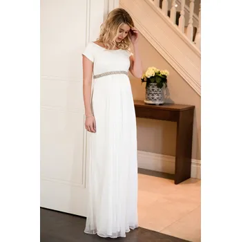 Těhotenské šaty Tiffany Rose Těhotenské svatební šaty dlouhé GRETA Barva: Ivory - smetanová, Velikost: 3 EU 40-42, Materiál: hedvábí