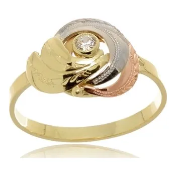 Prsten Dámský zlatý prsten se zirkonem tříbarevný PR0397 + DÁREK ZDARMA